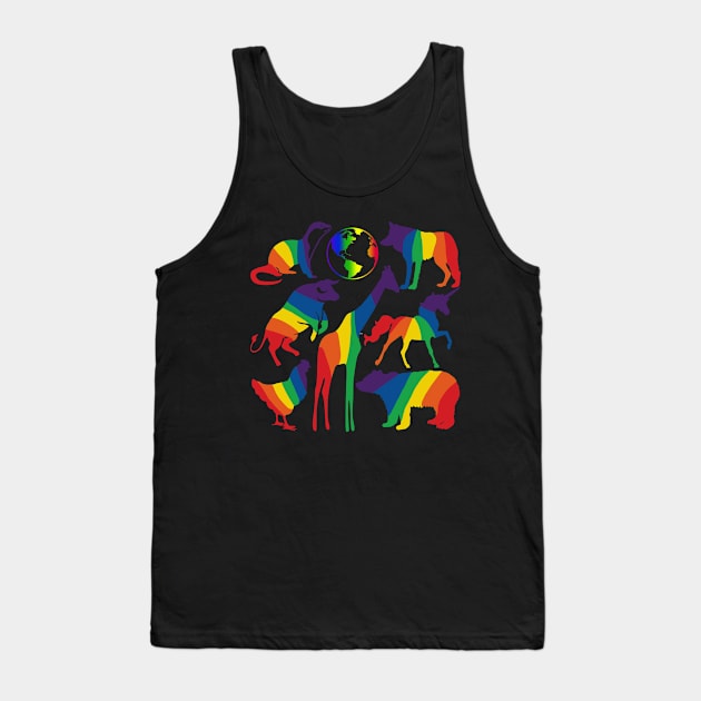Rainbow Animals Sticker Pack & All Over Print Tank Top by Slightly Unhinged
